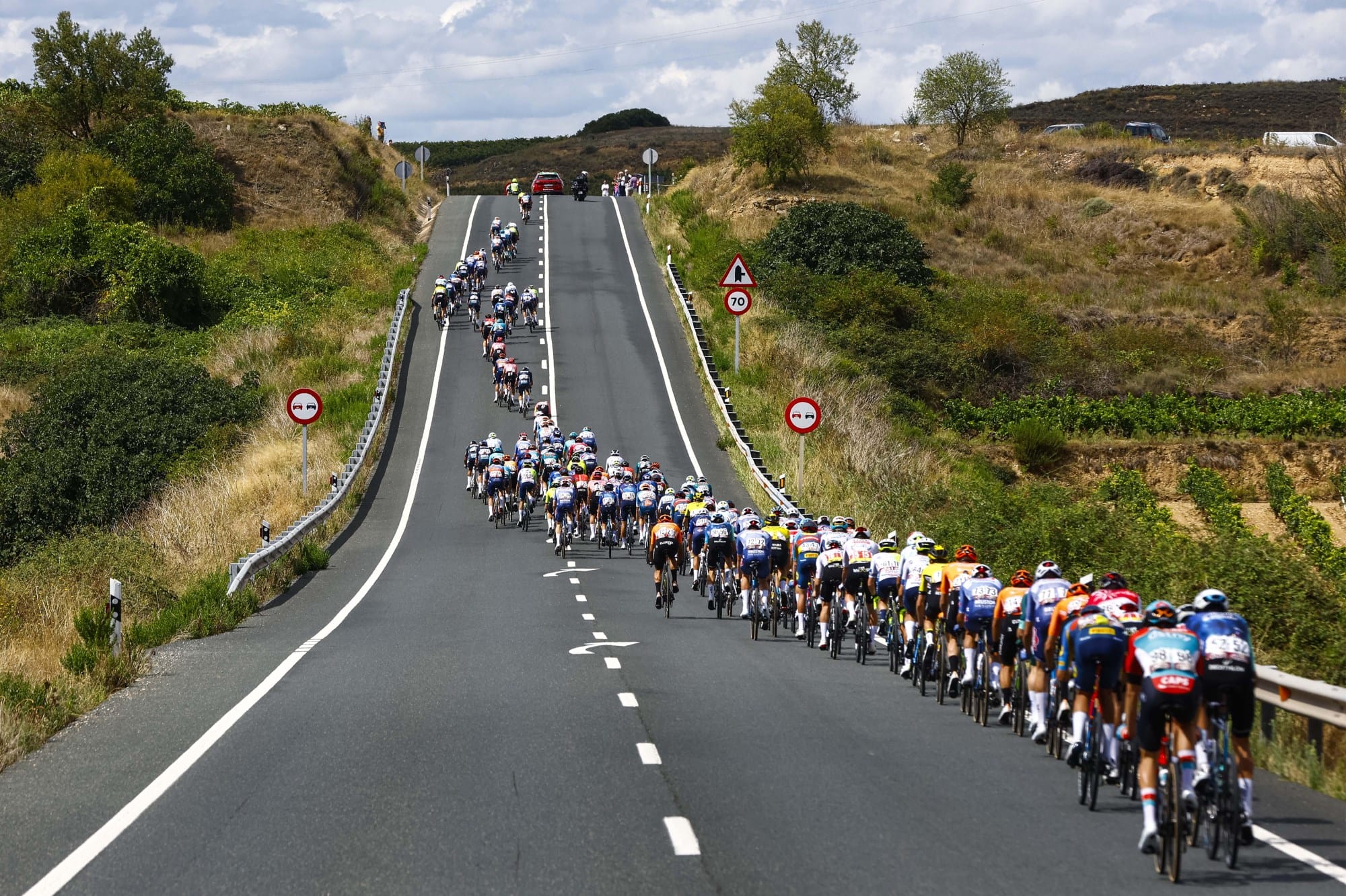 Riders in the peloton during the Vuelta a Espana trip