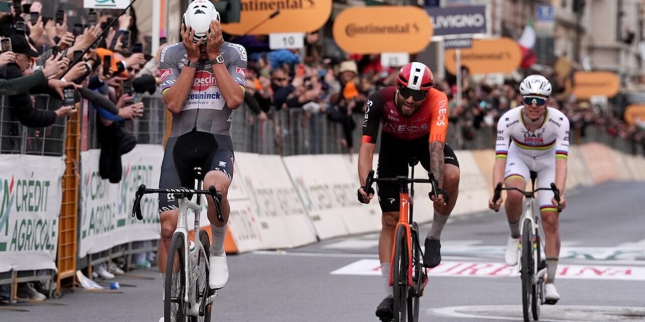 Riders feel a range of emotions as they cross the finish line at Milan Sanremo