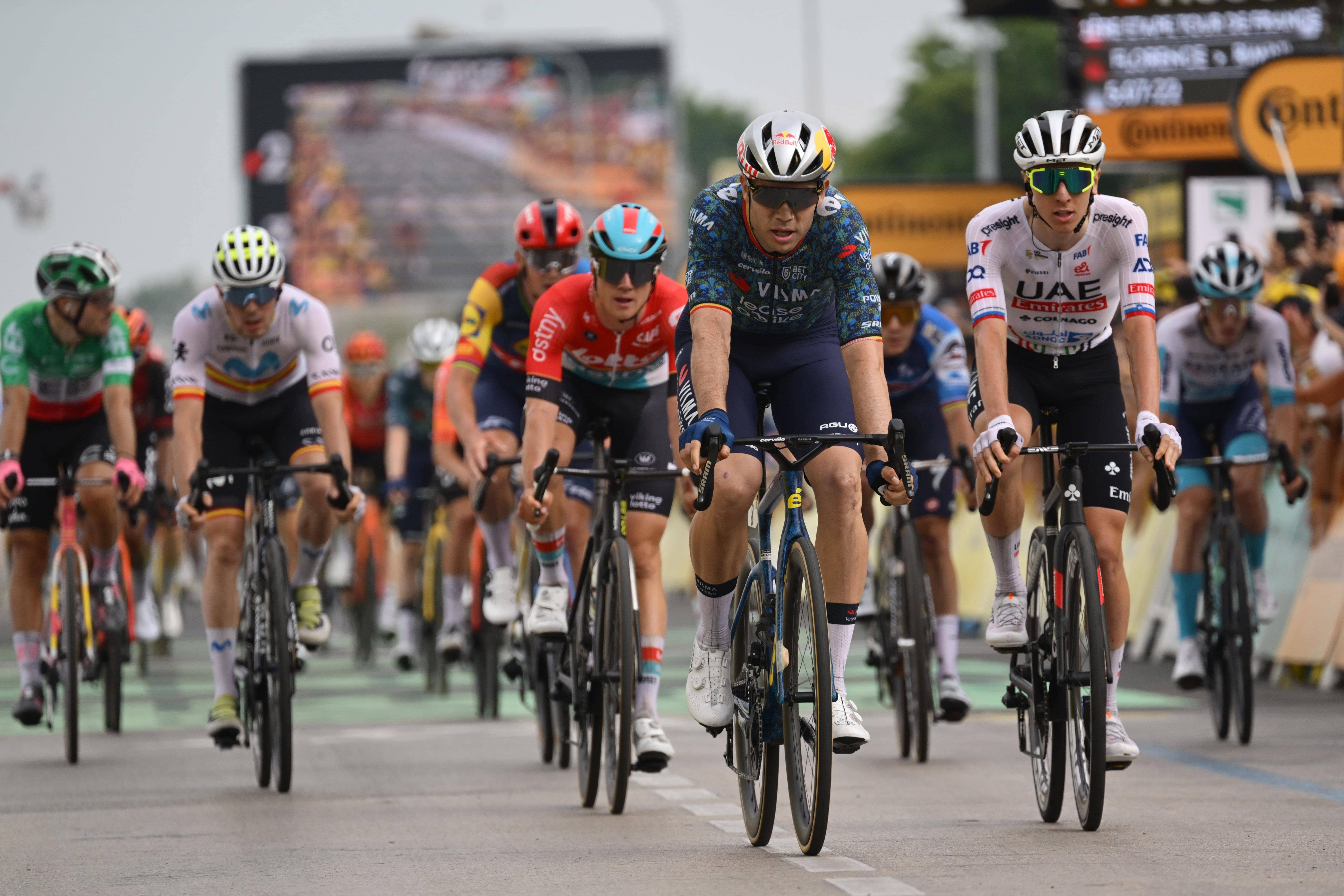 Riders approaching the end of their Mont Ventoux cycling trip