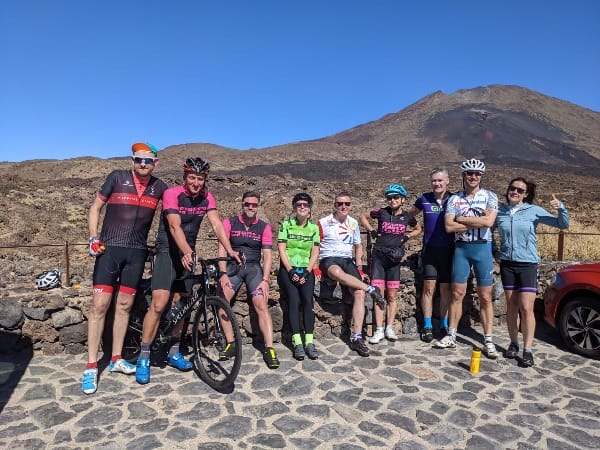 Riders at the beginning of the Vuelta Asturias trip
