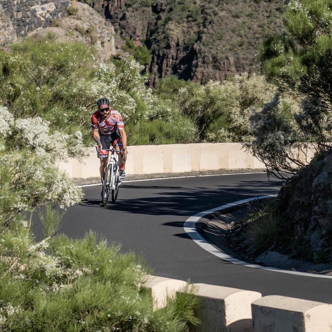 A cyclist on the self-guided road cycling holidays, part of our Tenerife cycling range