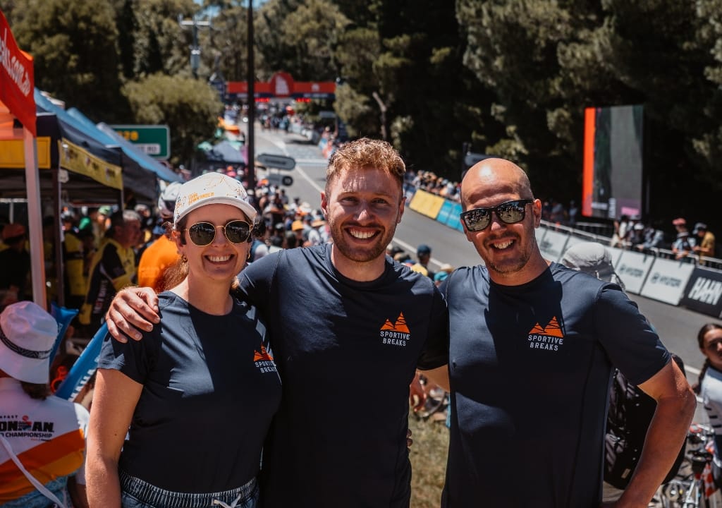 Team Sportive Breaks, Ashleigh, Oli and Shannon at the Tour Down Under Stage Finish on Mt. Lofty.
