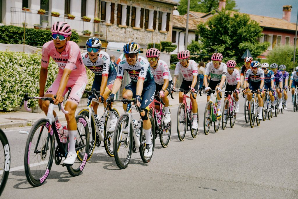 Riders in the peloton during the Giro d'Italia